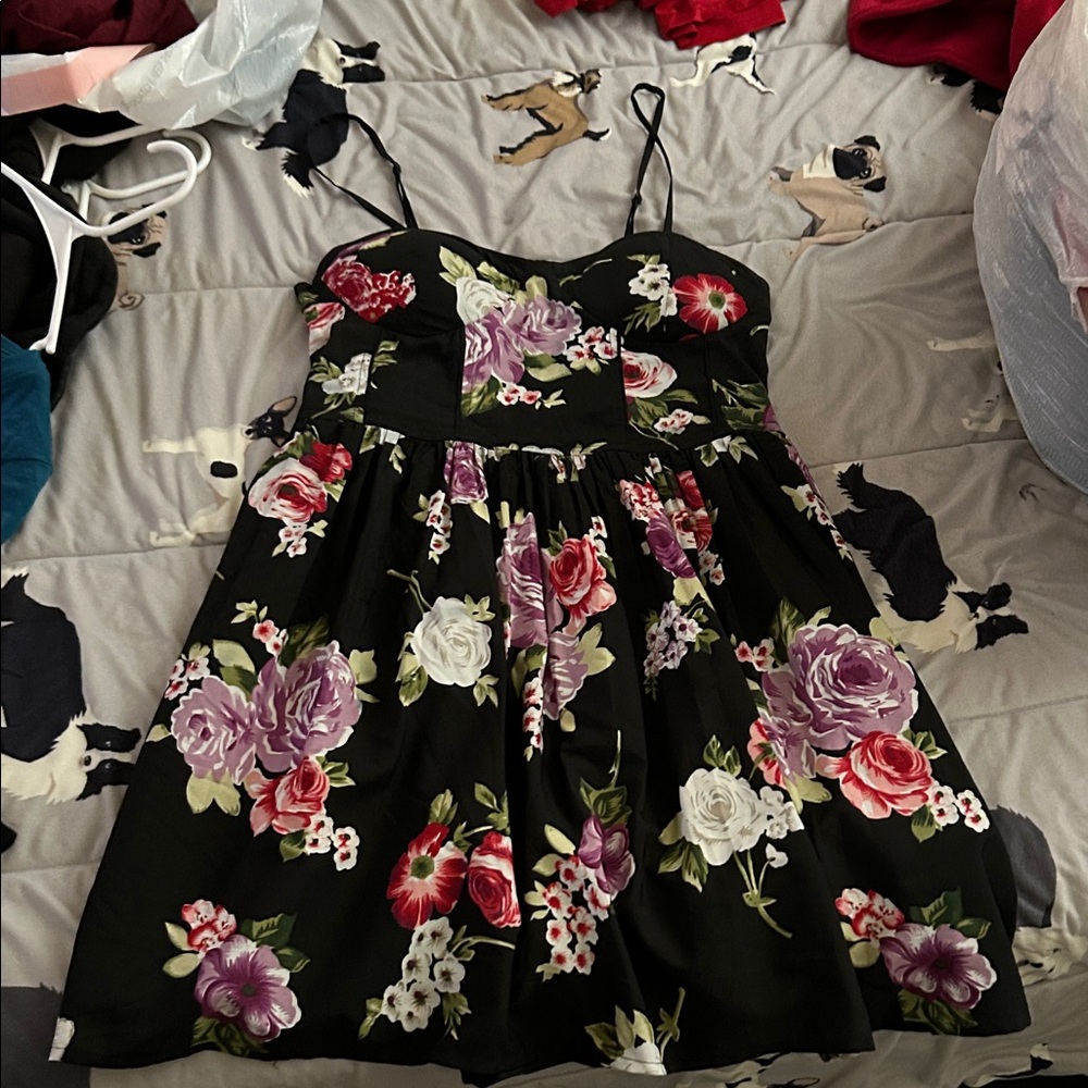 Band of Gypsies Kids Floral Dress - Black with Purple and Red